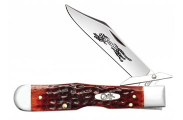Image of Case Cheetah Folding Knive, Chrome Vanadium Steel Embellished locking Clip Blade, Chestnut Bone Handle, 4.375in Closed, 07019