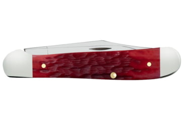 Image of Case Copperhead Folding Knife, 3.88 in, Chrome Vanadium Steel, Dark Red Bone Peach Seed Jig Handle, 31953