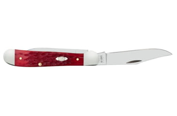 Image of Case Copperhead Folding Knife, 3.88 in, Chrome Vanadium Steel, Dark Red Bone Peach Seed Jig Handle, 31953