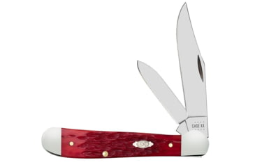 Image of Case Copperhead Folding Knife, 3.88 in, Chrome Vanadium Steel, Dark Red Bone Peach Seed Jig Handle, 31953