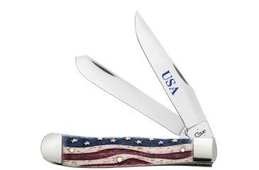 Image of Case Star Spangled - Embellished Smooth Natural Bone Trapper Blade, 6254 SS, 64132