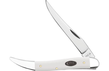 Image of Case 4.25in Toothpick White Synthetic Folding Knife, 4.25in Closed, Mirror Long Clip Blade, White Smooth Synthetic Handle, 63962