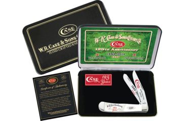 Image of Case Trapper 125th Anniversary Folding Knife,Stainless Steel,Clip and Spey,White Pearl,Corelon Handle CA9254125WP