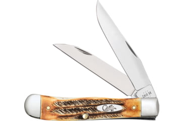 Image of Case Trapper 6.5 Bonestag Folding Knife, 4.13in Closed, 3.24in/3.09in, Mirror Clip/Wharncliffe Blades, 6.5 Bonestag Handle, 65329