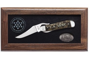 Image of Case U.S. Army Commemorative - Embellished Smooth Natural Bone w/Green and Tan Color Wash RussLock Blade, 61953L SS, 15031