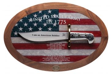 Image of Case U.S. Army Commemorative - Embellished Smooth White Synthetic Bowie Blade, BOWIE SS in Wooden Shadow Box, 15009