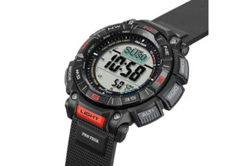 Image of Casio Outdoor Casio Pro Trek Solar Watch Triple Sensor Watching Featuring an Altimeter, Barometer, Digital Compass, Thermometer and 100M WR - Mens, Black, One Size, PRG340-1
