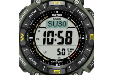 Image of Casio Outdoor Casio Pro Trek Solar Watch Triple Sensor Watching Featuring an Altimeter, Barometer, Digital Compass, Thermometer and 100M WR - Mens, Green, One Size, PRG340-3