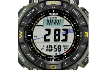 Image of Casio Outdoor Casio Pro Trek Solar Watch Triple Sensor Watching Featuring an Altimeter, Barometer, Digital Compass, Thermometer and 100M WR - Mens, Green, One Size, PRG340-3