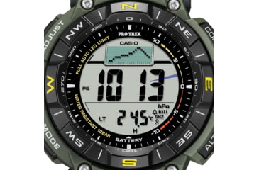 Image of Casio Outdoor Casio Pro Trek Solar Watch Triple Sensor Watching Featuring an Altimeter, Barometer, Digital Compass, Thermometer and 100M WR - Mens, Green, One Size, PRG340-3