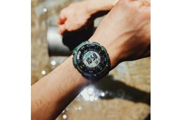 Image of Casio Outdoor Casio Pro Trek Solar Watch Triple Sensor Watching Featuring an Altimeter, Barometer, Digital Compass, Thermometer and 100M WR - Mens, Green, One Size, PRG340-3