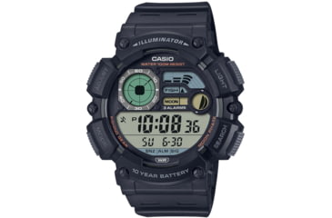 Image of Casio Outdoor Fishing Timer Digital Watch w/Dual Time, Moon Graph, Stopwatch, 3 Alarms, 10-Year Battery Life - Mens, Black, One Size, WS-1500H-1AV