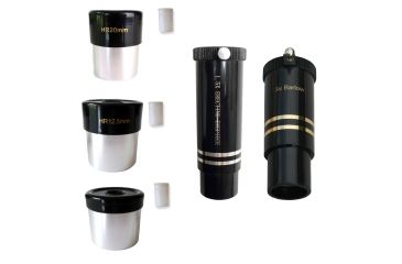 Image of Cassini 6mm, 12.5mm, 20mm, 1.5X Erector, 3X Barlow Lens 1.25 inch format eyepiece set, Black 125FIVEPCSET