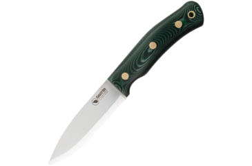 Image of Casstrom No 10 SFK Knife, 8.63in Overall, 4in Satin 14C28N Sandvik SS Drop Point, Green Canvas Micarta Handle, Scandi Grind Blade, Sheath Includes Firesteel, Black Leather Sheath, KS13127
