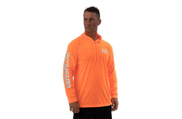 Image of CAT Hi-Vis UDF Hooded Banner L/S Tee - Men's, Hi-Vis Orange, M, 1510568-12131-M