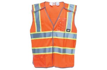 Image of Caterpillar 5 Point Break Away Safety Vest, Hi-Vis Orange, Medium/Large 1322029-607-M/L
