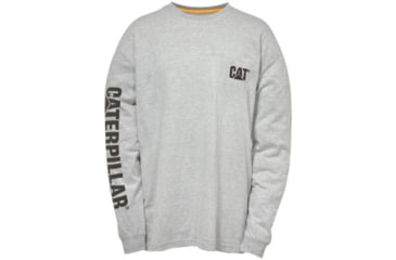 Image of Caterpillar Trademark Banner Long Sleeve Tee - Men's, Heather Grey/Blue, Large, 1510034-12653-L