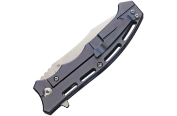 Image of CH Knives Framelock Blue Folding Knife, 3.5in Stonewash D2 Tool Steel Blade, Blue Titanium Handle, Pocket Clip, CH3009