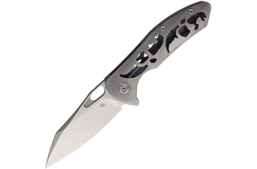 Image of CH Knives Framelock Folding Knife, 3.5in Satin S35Vn SS Blade, Gray Titanium Handle, Thumb Pull, Pocket Clip, CH3515