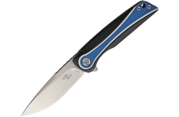 Image of CH Knives Linerlock Folding Knife, 3.5in Stonewash 154Cm SS Blade, Pocket Clip, Black, Blue, White G10 Handle, CH3511-154