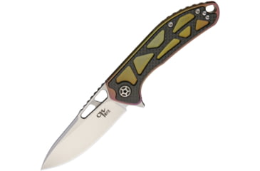 Image of CH Knives Tiium Framelock Folding Knife, 3.75in Stonewash D2 Tool Steel Blade, Spectrum Anodized Titanium, CH3509
