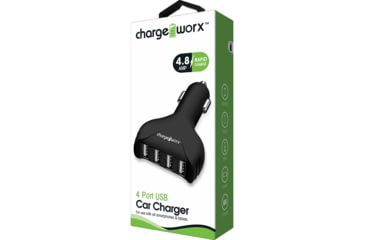 Image of Chargeworx Car Charger, 4 USB Ports, Black, CHA-CX2008BK