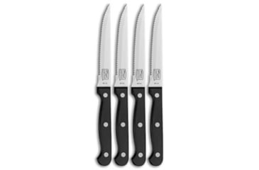 Image of Chicago Cutlery Chicago Cutlery Steak Knife Set Black Polymer 4.50" SW Serr, Black, Stainless Steel, adult, BHQ-41589