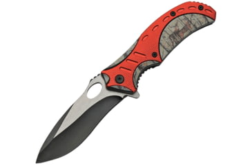 Image of China Made Deer Linerlock A/O Folding Knife, 4.75in Closed, 3.75in Two-Tone Finish SS Blade, Black Synthetic, Black, 300490-DE