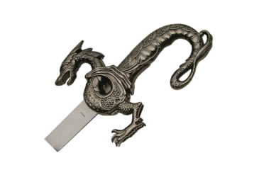 Image of China Made Dragon Sword W/Scabbard, Dragon Sword, 35.75in Overall, 28.25in Satin SS Blade, Silver Sculpted Aluminum Handle, Silver, 926916