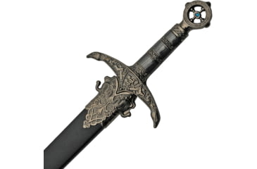 Image of China Made Earl Of Huntington Sword, 33in Overall, 22.5in Mirror Unsharpened SS Blade, Metal Alloy Handle, Metal Alloy Guard, Black Wood Scabbard, 211433