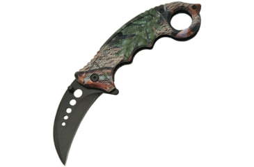 Image of China Made Folder Camo Karambit Clip Folding Knife, 2.75in Black SS Karambit Blade, Camo Textured Nylon, Camo, 300409