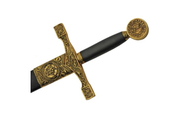 Image of China Made Gold Excalibur Sword, 29.25in Overall, 22.5in Mirror Unsharpened SS Blade, Black Synthetic Handle, Black, 926929