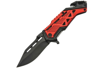 Image of China Made Linerlock A/O Folding Knife, 4.63in Closed, 3in Black SS Clip Point Blade, Black/Red Aluminum, Black/Red, 300462-RD