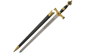 Image of China Made Star Of David Sword, 30in Overall, 22in Mirror Unsharpened SS Blade, Black/Gold Synthetic Handle, Black and gold, 926927