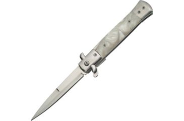 Image of China Made Stiletto White A/O Folding Knife,4in,Stainless Steel CN300342WH