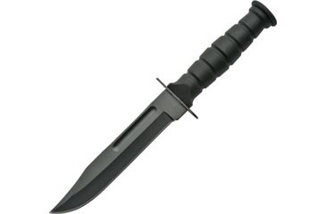 Image of China Made Survival Fixed Blade Black Fixed Blade Knife, 4.25in, Clip Point, Black, Rubber Handle CN211360BK