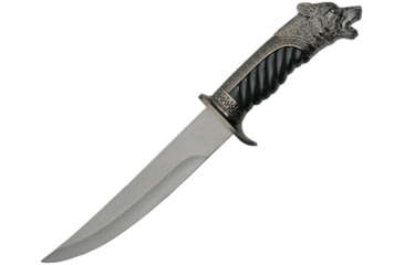 Image of China Made Wolf Pack Dagger Knife, 7.38 satin finish stainless blade, Black synthetic and pewter handle with wolf shaped, 211471-WSL