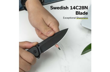 Image of CIVIVI Hyperpulse Flipper &amp; Thumb Stud &amp; Button Lock Knife Black Aluminum Handle 3.5inch Black Stonewashed 14c28n Blade C23087a-1