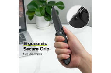 Image of CIVIVI Hyperpulse Flipper &amp; Thumb Stud &amp; Button Lock Knife Black Aluminum Handle 3.5inch Black Stonewashed 14c28n Blade C23087a-1