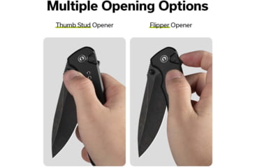 Image of CIVIVI Hyperpulse Flipper &amp; Thumb Stud &amp; Button Lock Knife Black Aluminum Handle 3.5inch Black Stonewashed 14c28n Blade C23087a-1