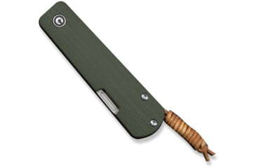 Image of CIVIVI Slippy Sendy Slip Joint Knife Milled Green &amp; Red G10 Handle 2.81inch Satin Finished Nitro-v Blade C24075b-1, With Brown Leather Lanyard Attached