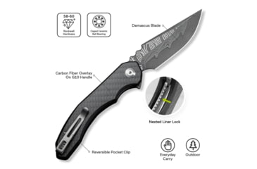 Image of CIVIVI Bluetick Flipper Knife Carbon Fiber Overlay On Black G10 Handle