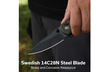 Image of CIVIVI Faeger Assisted Opening Folding Knife, 2.98in, Damascus, Drop Point, G10 OD Green Handle, Black, C24031-2