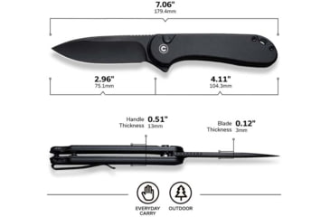 Image of Civivi Knife Elementum Ii 2.96  G-10/blk Stonewash Clam Pack
