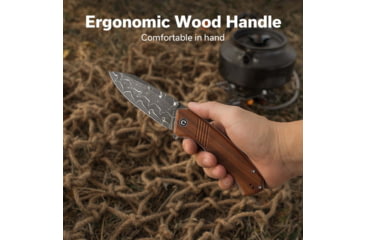 Image of CIVIVI Placoid Flipper &amp; Thumb Stud Knife Guibourtia Wood Handle 3.67inch Damascus Blade C23079-ds1