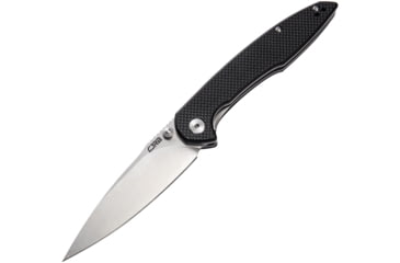 Image of CJRB Centros Linerlock Black D2 Folding Knife, 3.75 stonewash finish D2 tool steel blade, Black textured G10 handle, J1905-BKF