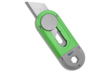Image of Cjrb CJRB Breeze Manual Utility OTF Knife Titanium/Green Aluminum 0.8" Satin, Gray/Green, Carbon Steel, adult, BHQ-203080