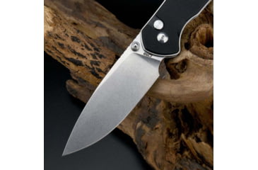 Image of CJRB Large Pyrite Black Folding Knife, 5in Closed, 3.75in Stonewash AR-RPM9 Stainless Drop Point Blade, Black G10 Handle, Nylon Case, J1925L-BK