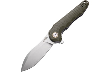Image of CJRB Mangrove Linerlock Green Folding Knife, 3.5 stonewash finish D2 tool steel blade, Green sculpted G10 handle, J1910-GNC