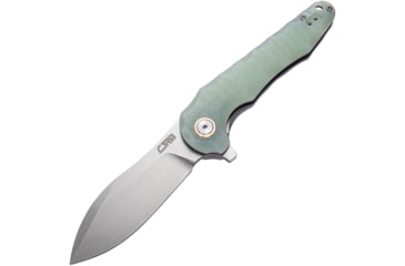 Image of CJRB Mangrove Linerlock Jade Folding Knife, 3.5 stonewash finish D2 tool steel blade, Jade sculpted G10 handle, J1910-NTG